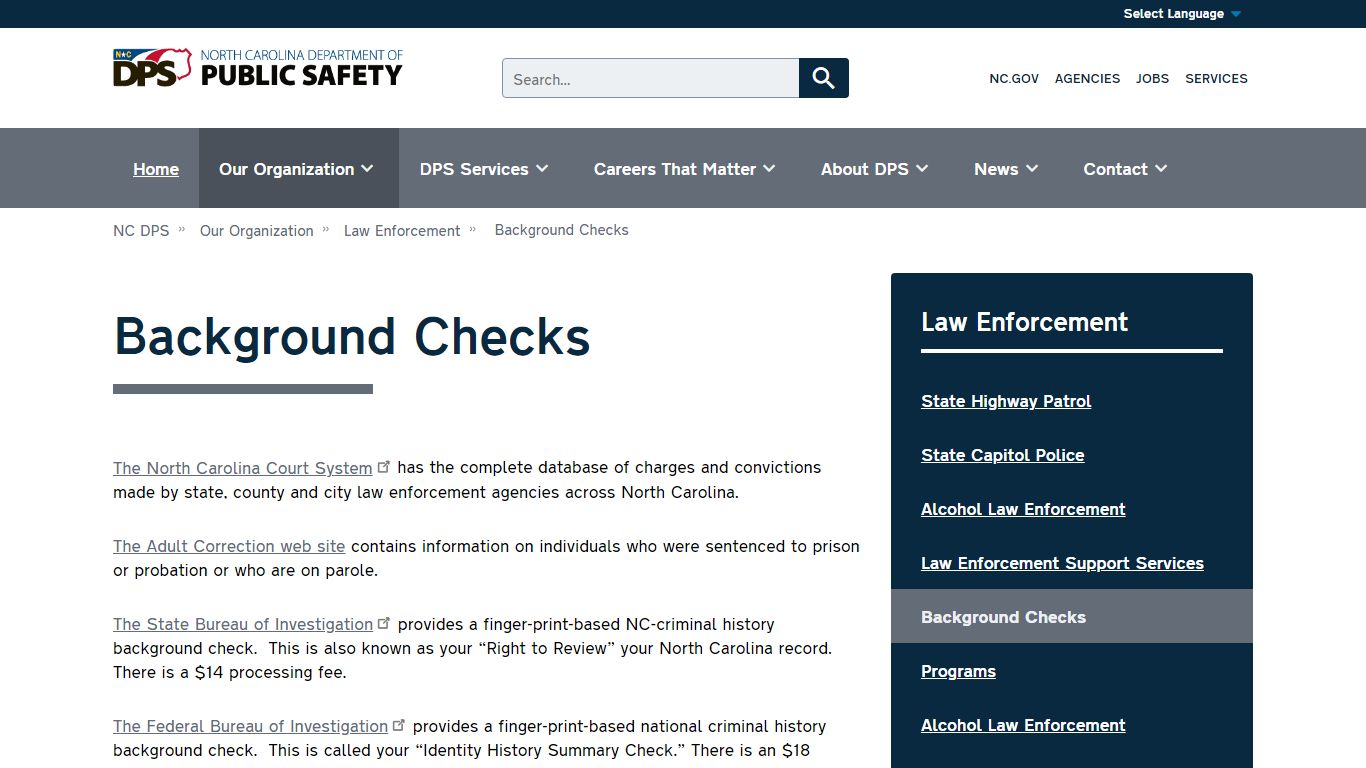 Background Checks | NC DPS